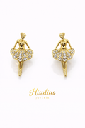 Aretes Huggies Bailarina con Zirconias Brillantes mide 1”