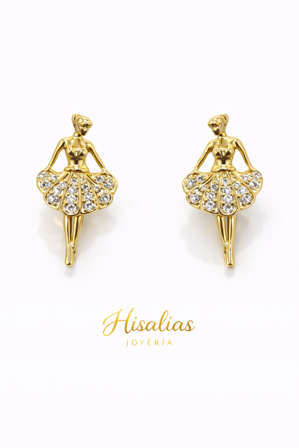 Aretes Huggies Bailarina con Zirconias Brillantes mide 1”