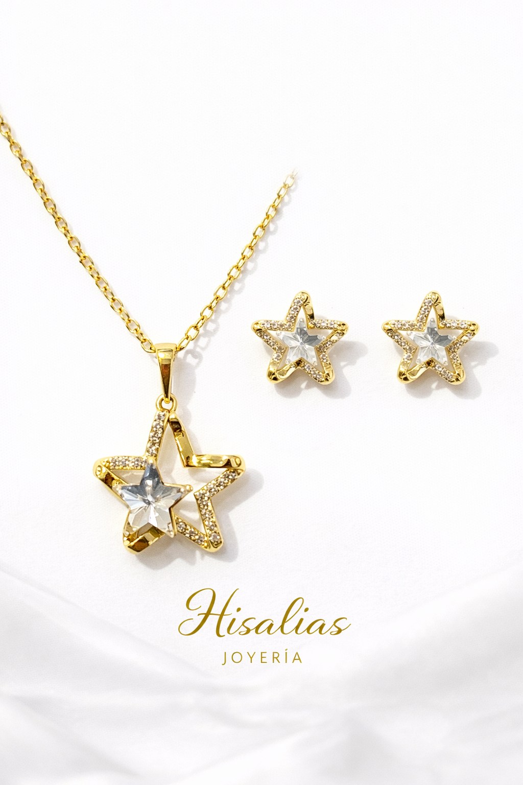 Set Estrella Cristal Dorado (Collar 40 cm + 5 cm Extensión)