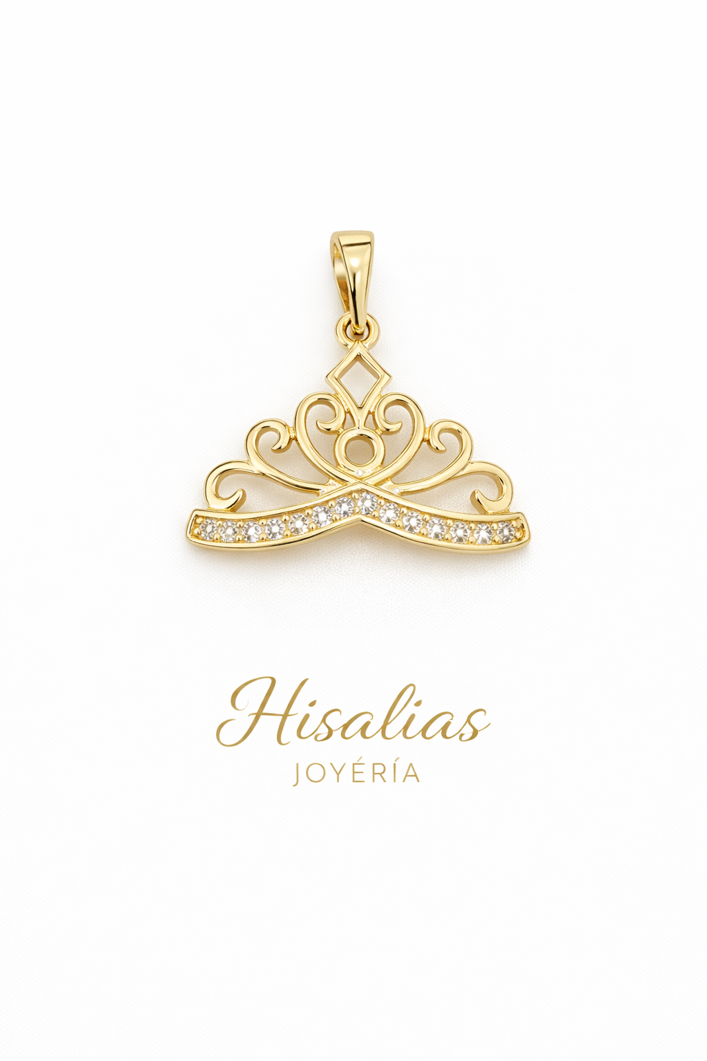 Dije Corona Dorada Brillo Fino – Diseño Elegante Estilo Princesa