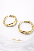 Aretes Argolla Doble Entrelazada Dorada Elegante 35mm