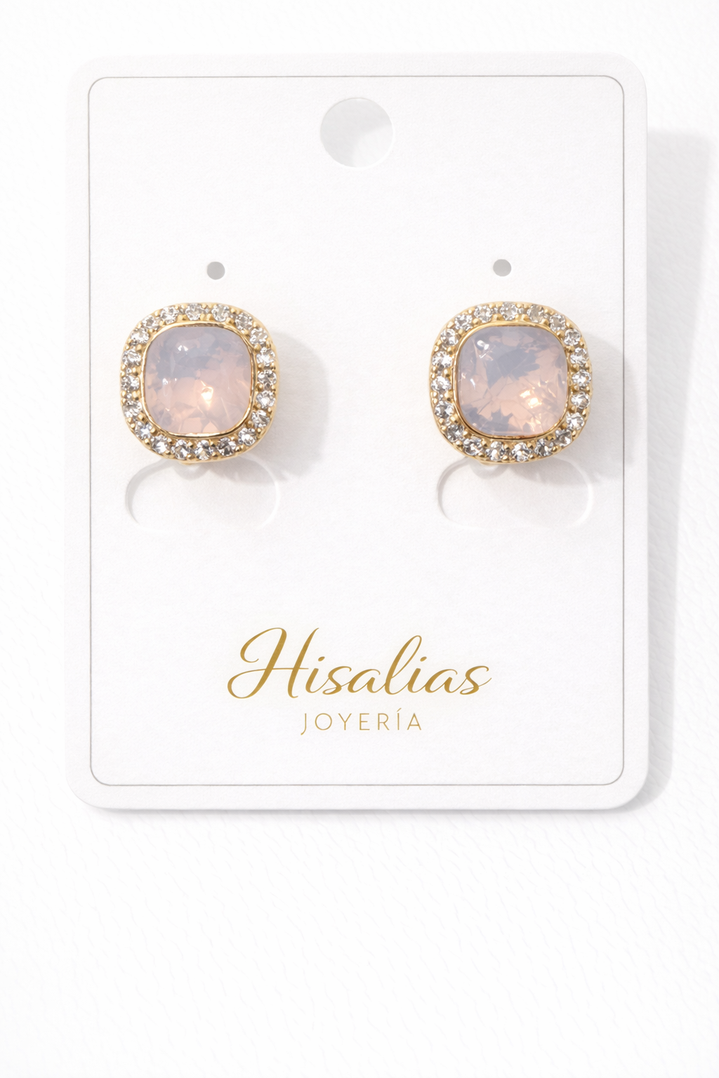 Aretes Aura Rosa Brillante Huggies con cristales