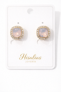 Aretes Aura Rosa Brillante Huggies con cristales