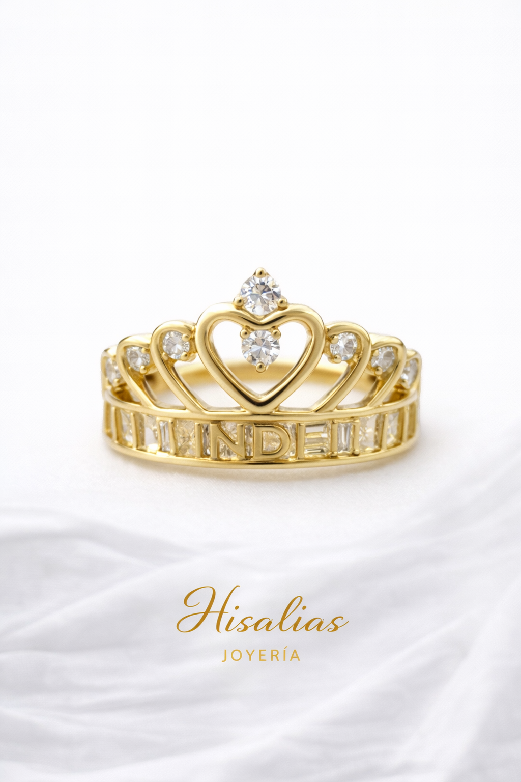 Anillo Corona Corazón con Zirconias