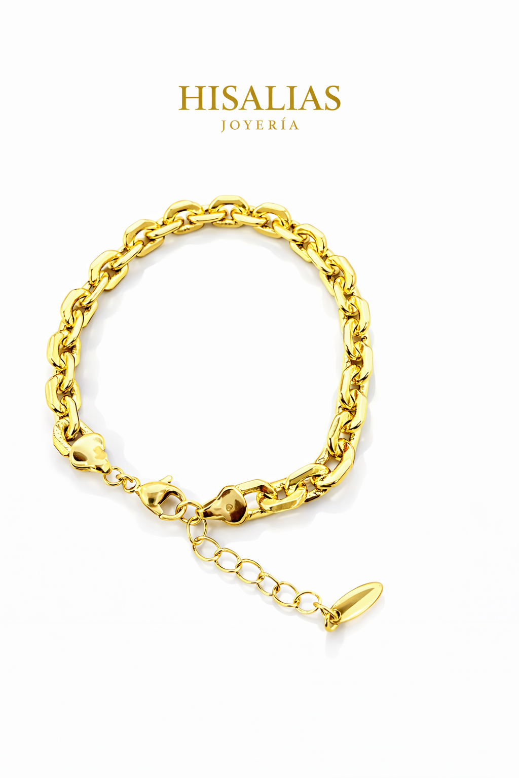 Pulsera Dorada Eslabón Clásico Ajustable 17cm+3cm extensión