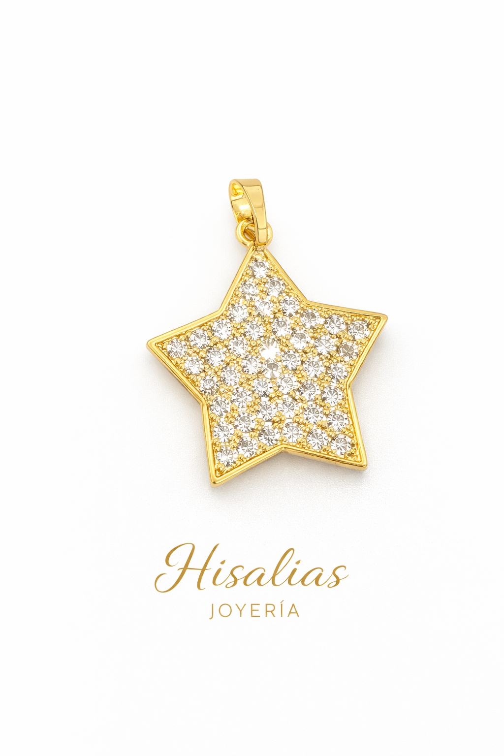 Dije Estrella Brillo Pavé Dorado – Diseño Elegante y Luminoso