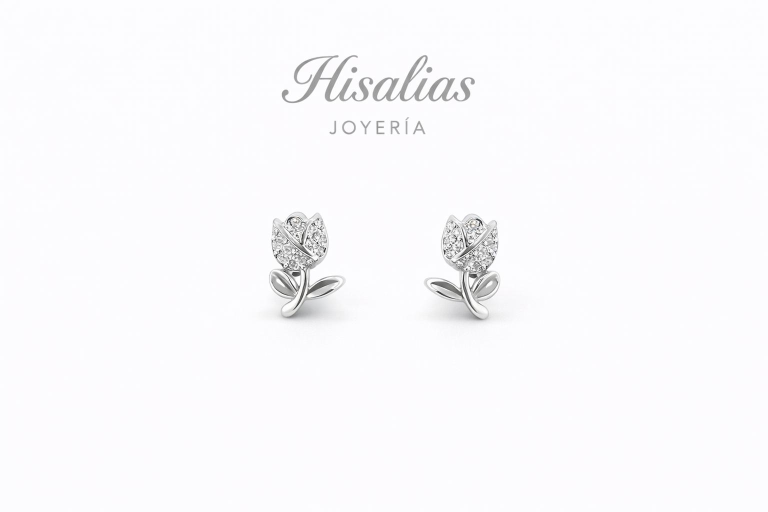 Aretes tipo stud en forma de rosa con zirconias