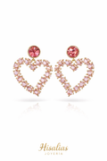 Aretes de corazón con zirconias rosé