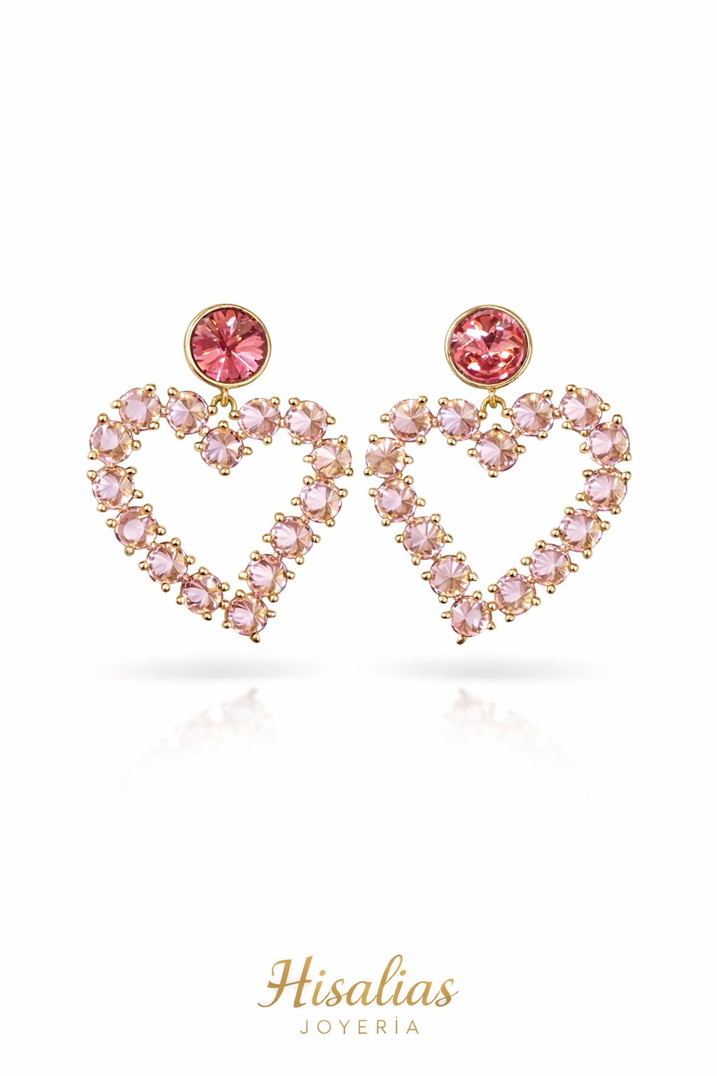 Aretes de corazón con zirconias rosé