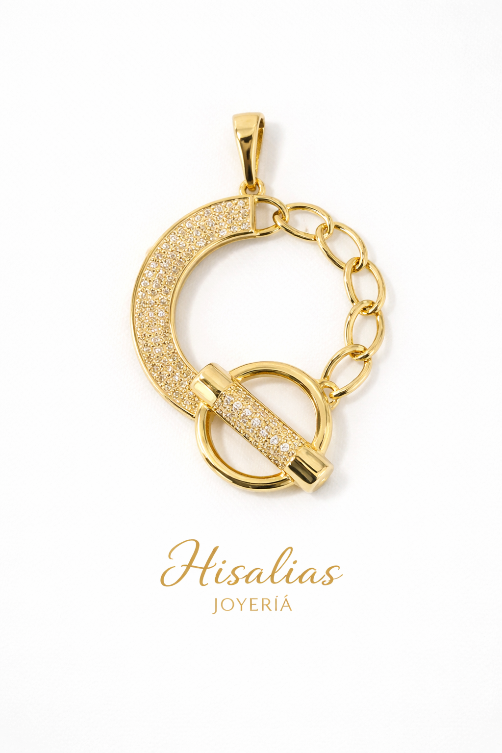 Dije Aro Elegante con Cadena y Brillo Dorado