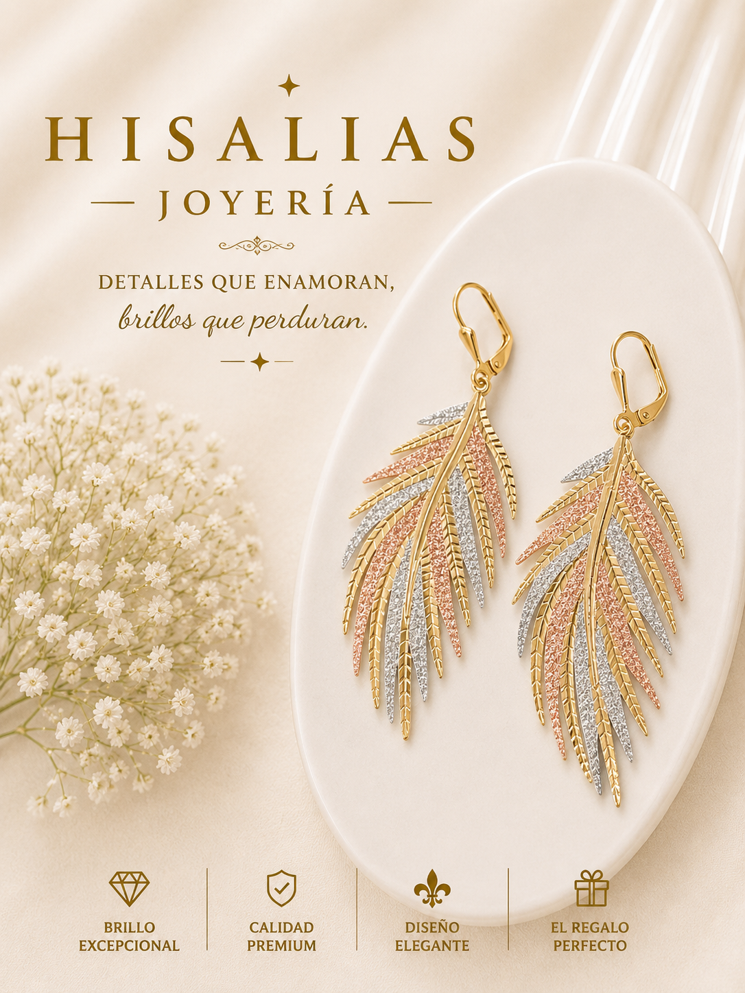 ✨ Aretes Pluma Tricolor Elegance