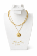 Collar Doble Capa Carita Smile Dorada – Estilo Moderno y Alegre