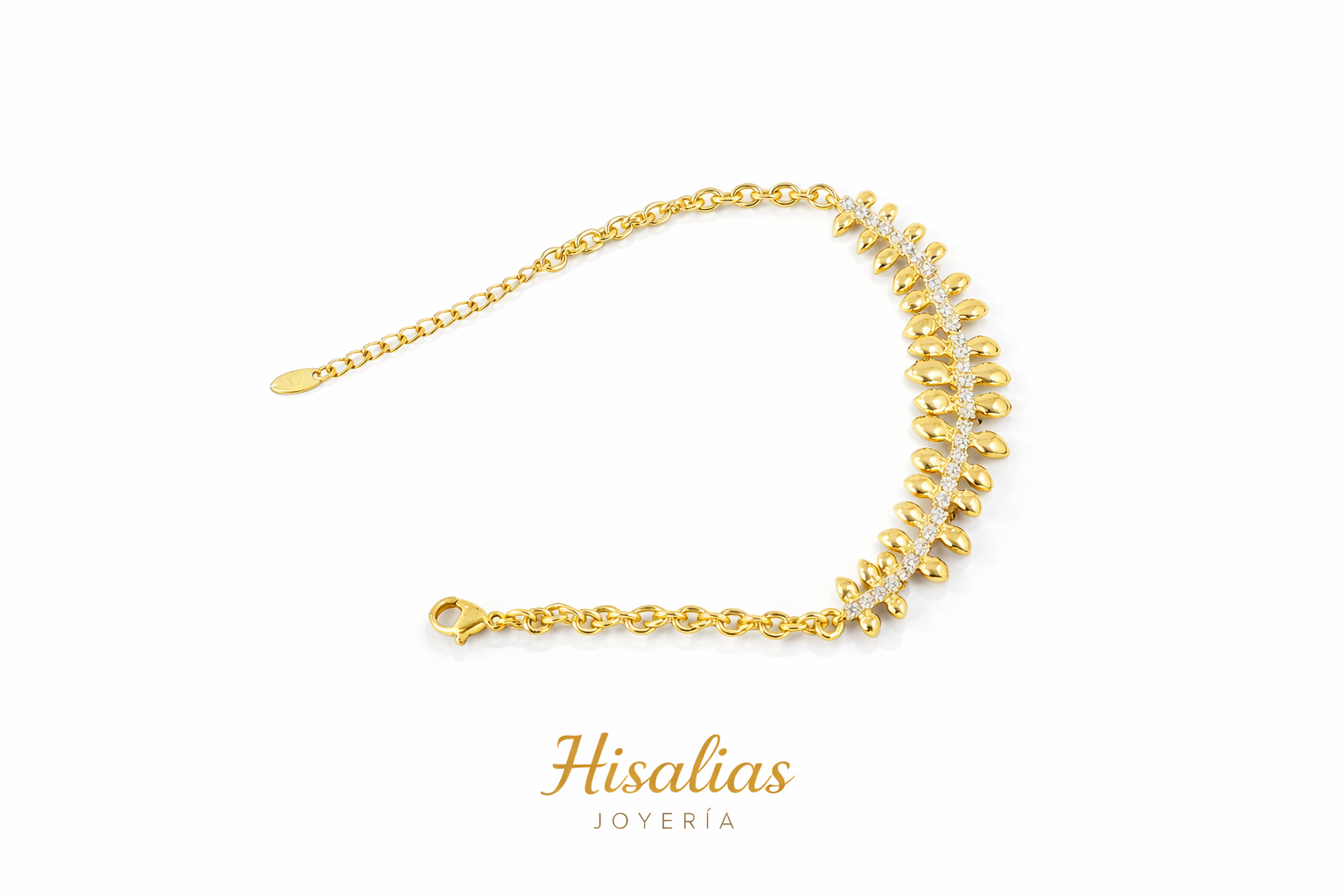 Pulsera Elegancia Dorada con Detalles Brillantes
