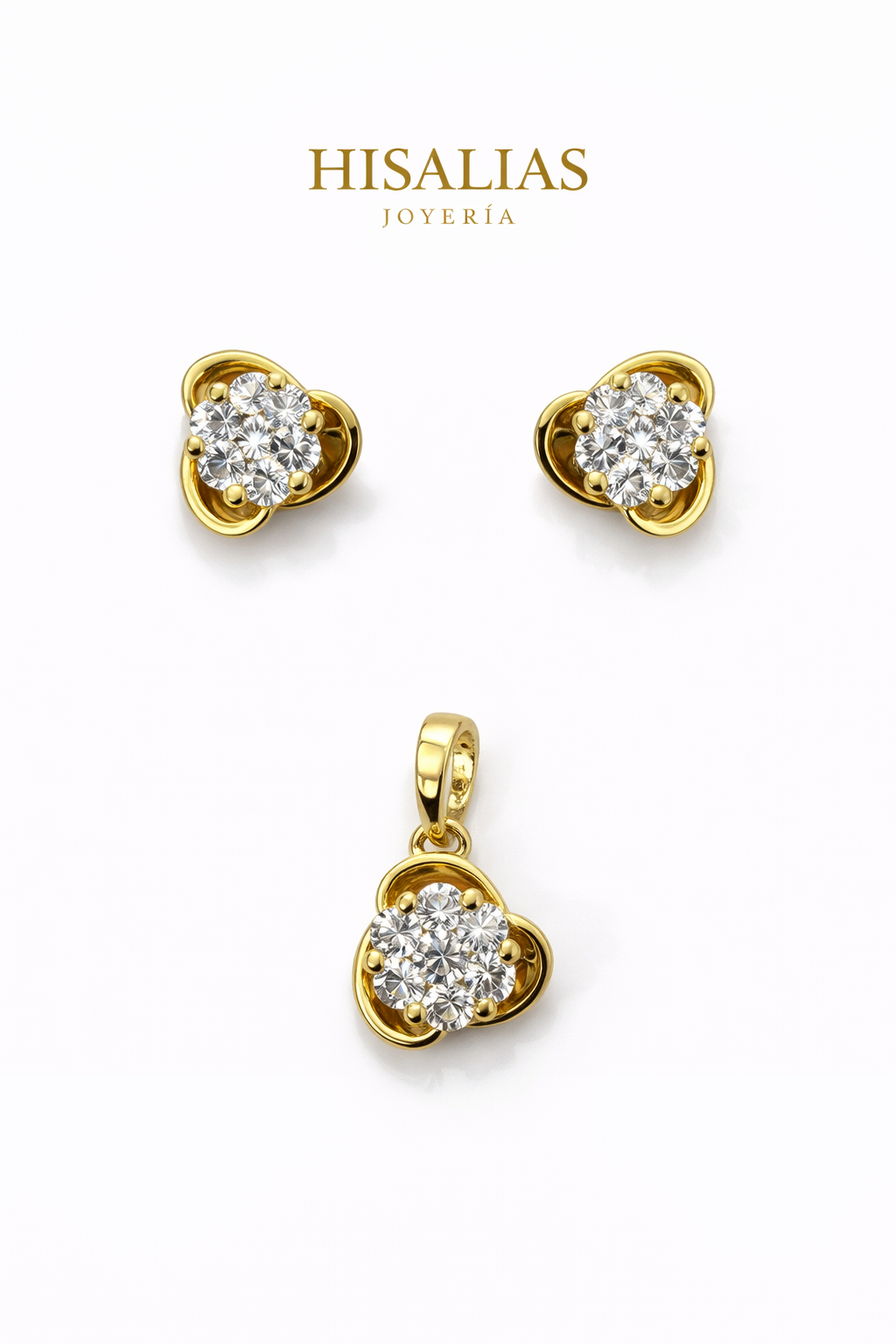 Set Flor Brillante Dorado Elegance