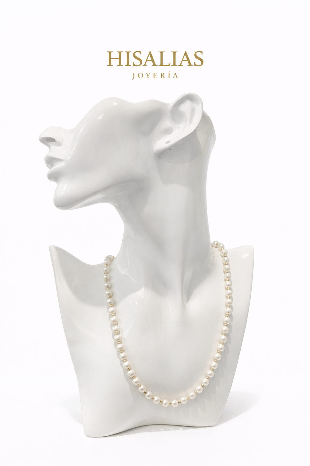 Collar Clásico de Perlas con Detalles Dorados 45 cm + 3 cm Extensión