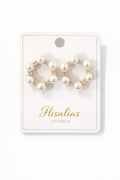 Aretes Tipo Stud Círculo de Perlas con Zirconia