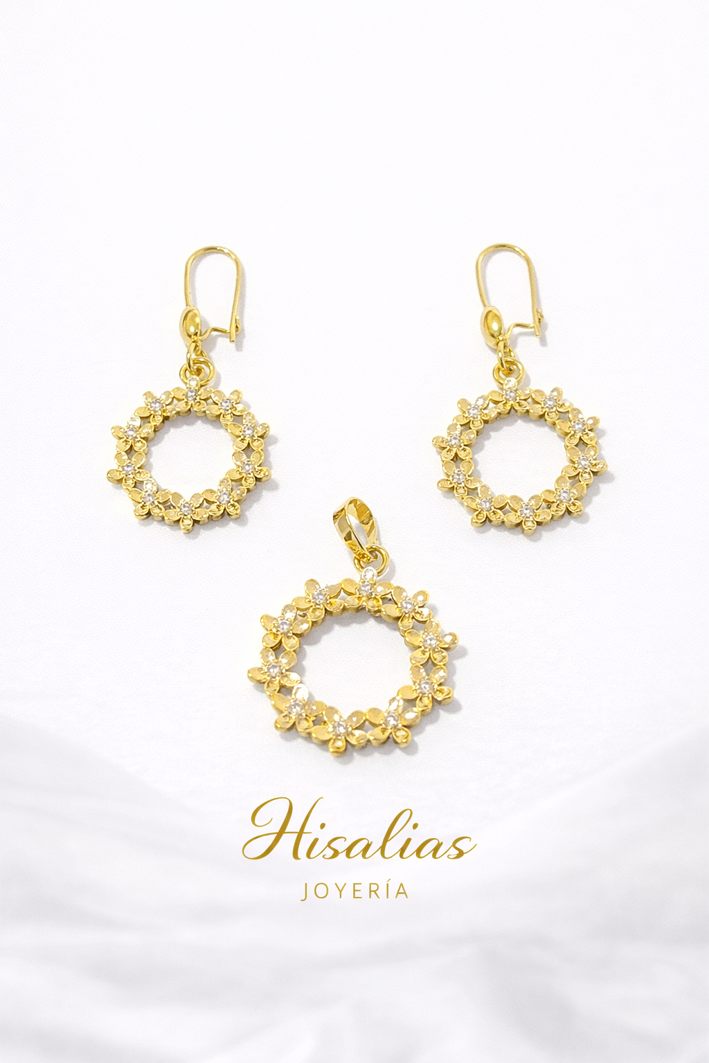 Set Floral Circular Brillante con Cristales