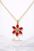 Collar Flor Roja de Cristal 45 cm Elegante Hisalias Joyería