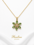 Collar Flor Verde de Cristal 45 cm Elegante Hisalias Joyería